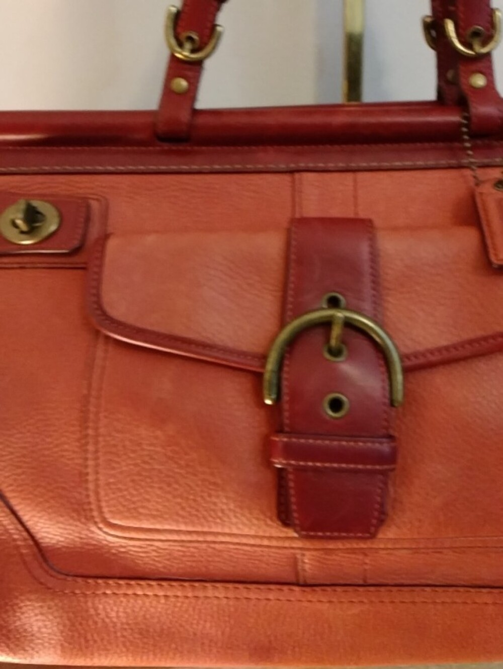 Coach Vintage Soho Dowel Satchel 2004 Coral With Red Trim - Picture 2 of 15